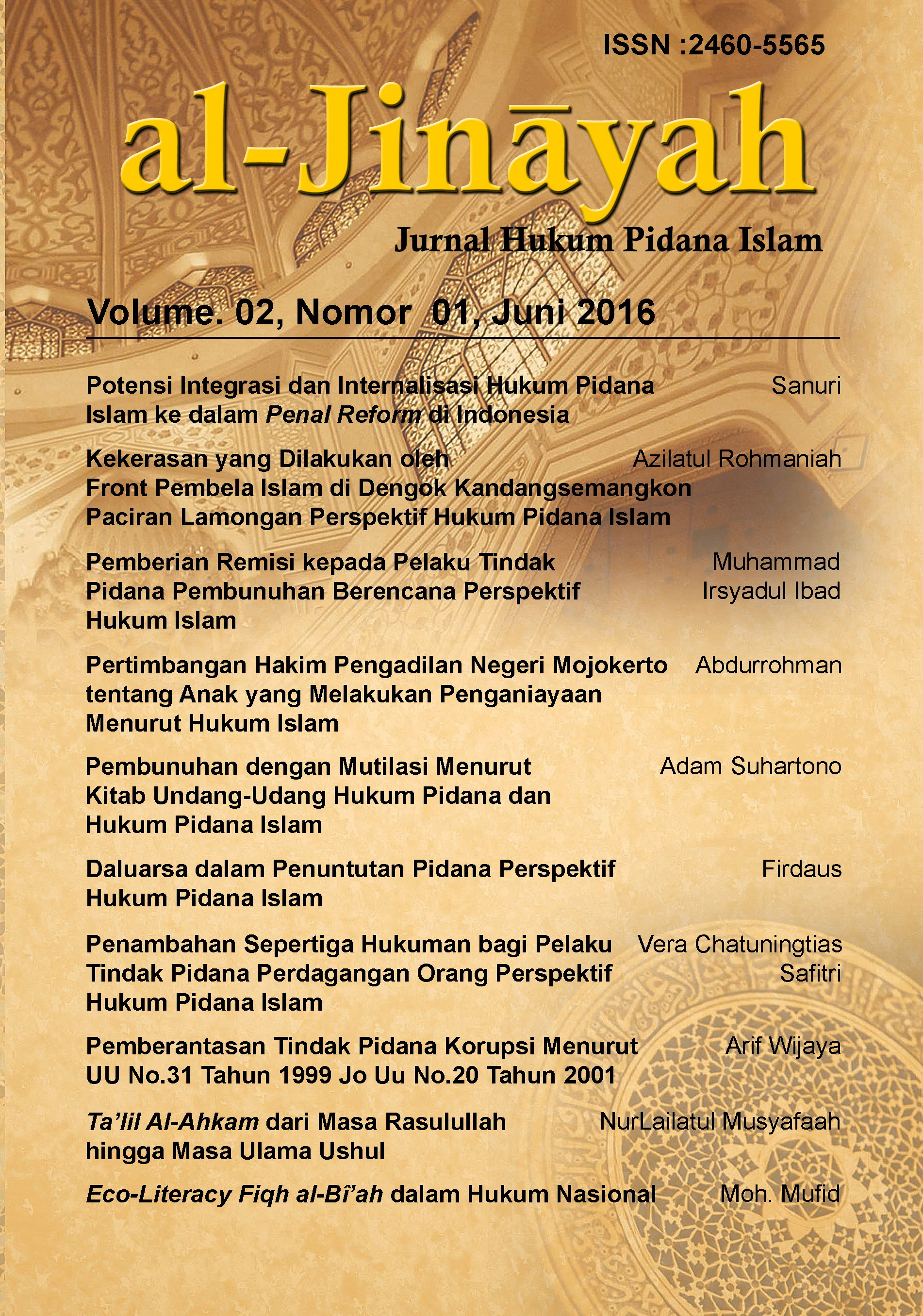 Archives AlJinayah Jurnal Hukum Pidana Islam